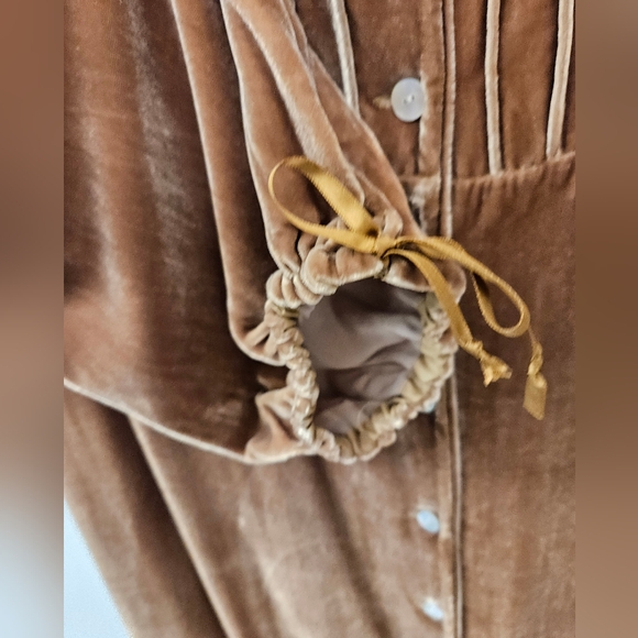 Vintage - Rayon/Silk Blend Velvet Boston Proper Tan Maxi Dress - Size XL - Picture 8 of 12